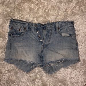 Levi 501 Button fly denim shorts.